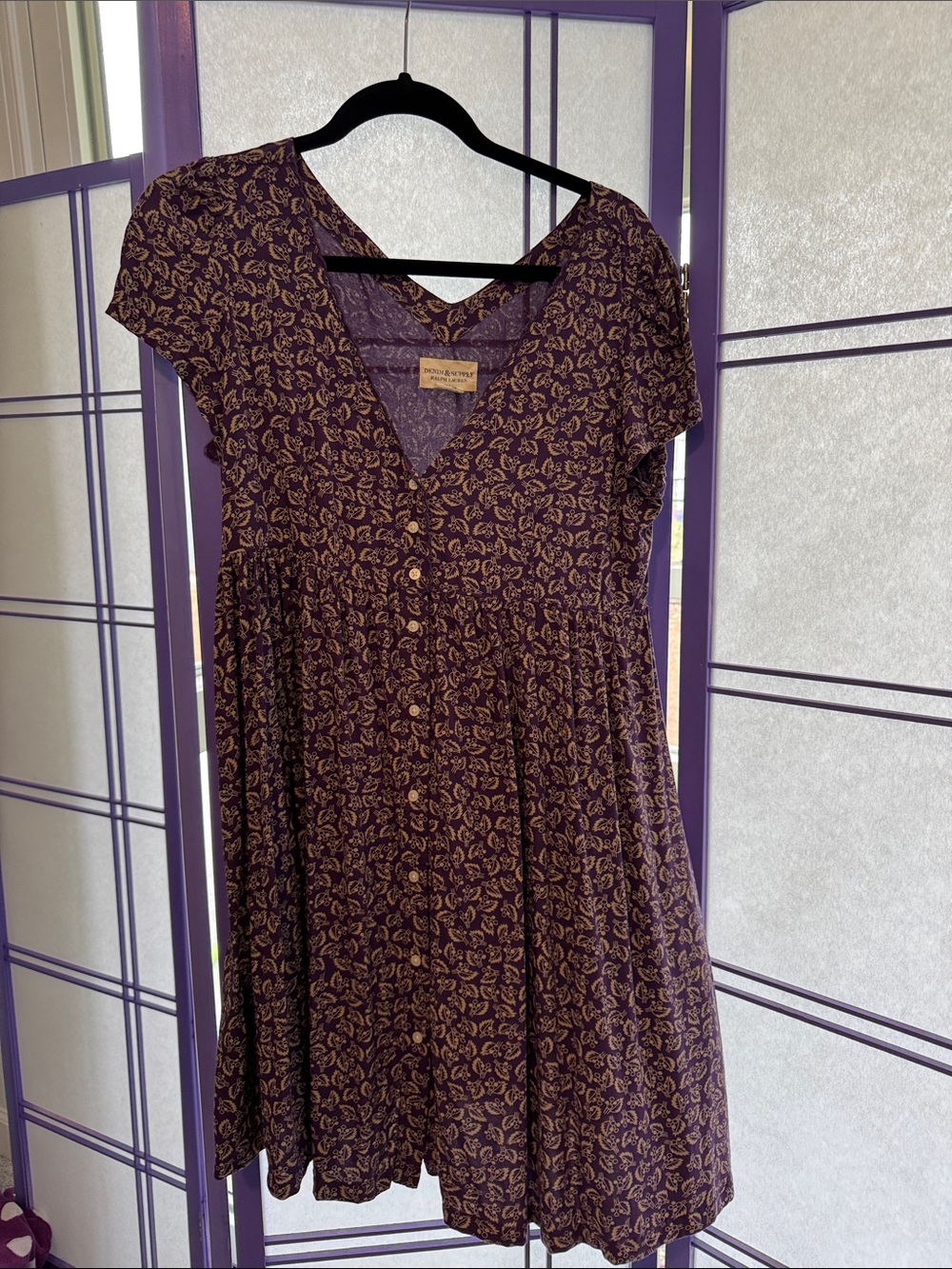 Denim & Supply Ralph Lauren Purple Dress with Beige Floral